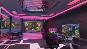 科幻夜景城市风光房间