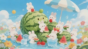 清凉感萌系兔子桌面