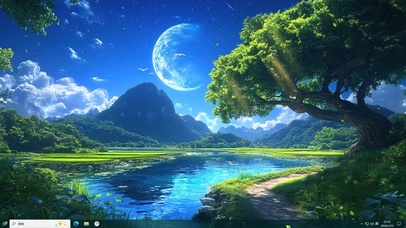 溪边巨树小路主题