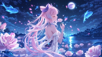 雪墨壁纸丨心海丨花好月圆丨