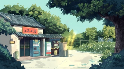 大青树童年插画