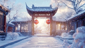新年的第一场温馨的雪