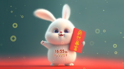 4K兔年新年暴富发财打工人