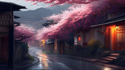 雨中的桃花古镇