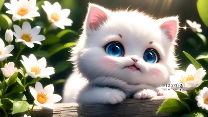 4k可爱鲜花猫咪