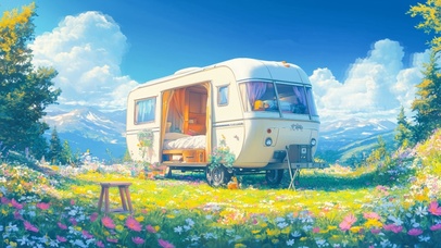 草地上的温馨房车