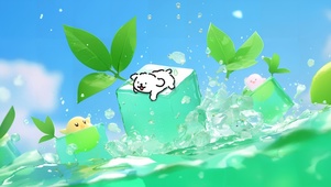 清凉冰块线条小狗