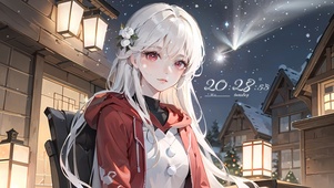 清纯雪夜少女