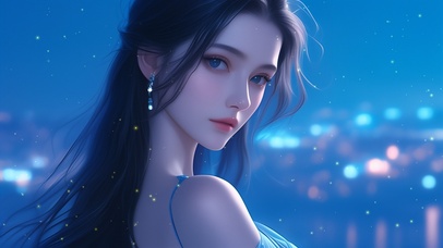 4K 夜景美少女