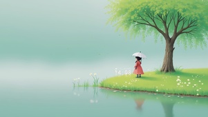 春天树下女孩