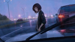 过马路的小女孩