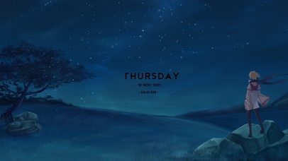 星空下的美少女