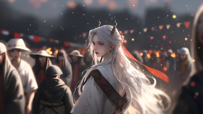 国风白发少女 4k