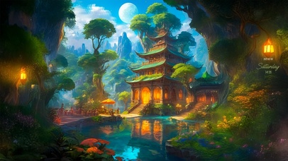 唯美山野崖洞寺庙