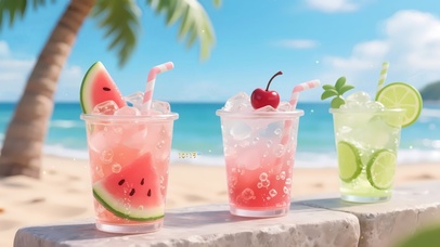 冰爽解暑夏日果汁桌面