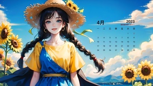向日葵花海里的少女