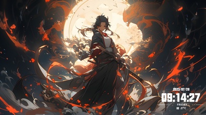 4K 古风帅气剑客少女