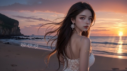 唯美晚霞女生
