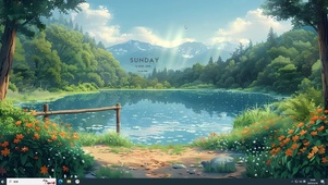 春天 湖景