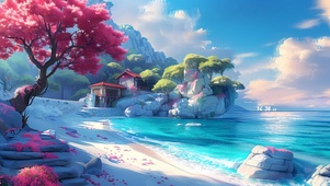 蓝色海边小屋