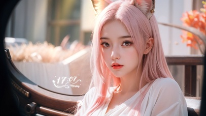 粉发猫耳少女