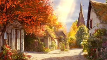 秋天欧洲乡下小镇