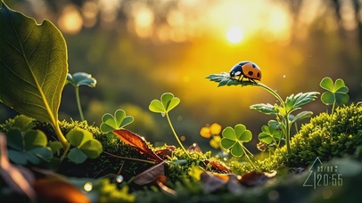 晨光中劳作的七星瓢虫