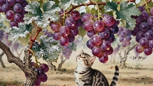 葡萄架下的猫咪