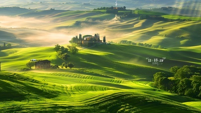 绿色苍茫白云大地