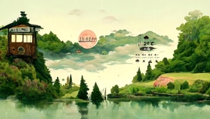 唯美治愈古风山水小屋