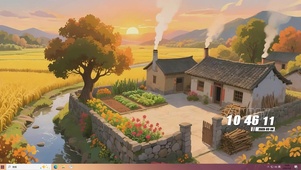 乡村夕阳景色桌面主题