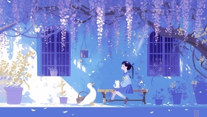 紫藤树下