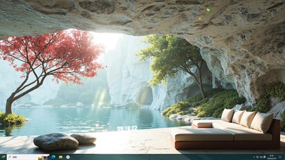 春天桃花山洞客厅主题