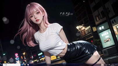 3D粉发少女神（带真实时间）