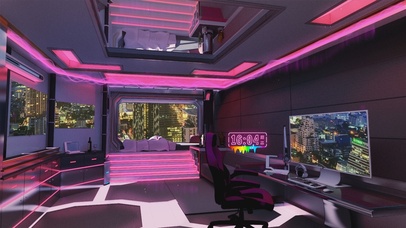 科幻夜景城市风光房间