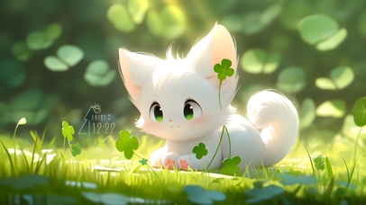 护眼治愈草地猫咪	