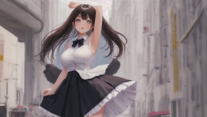雨中长发女神
