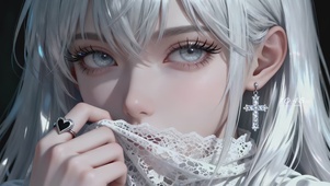 清纯绝美银发女孩