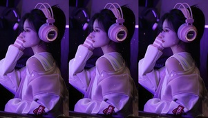 4K超清耳机美少女