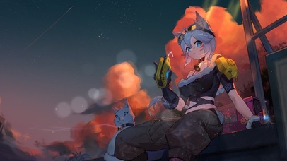 4k 猫耳女郎和萌宠