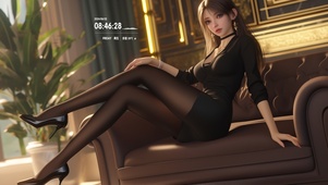 秀发犹如夜空的瀑布，黑亮而柔滑