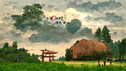 4K唯美治愈水墨云海乡村