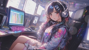 带耳机的女孩