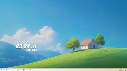 蓝天白云树木桌面主题