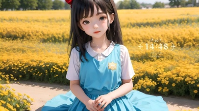 可爱蓝裙少女