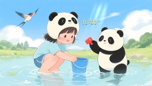 悠闲夏日女孩