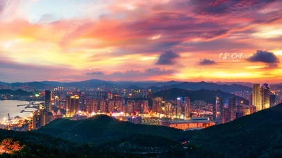 4k 城市日落黄昏