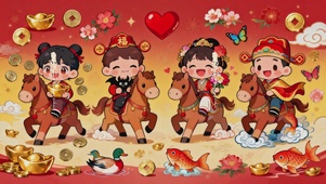 马上有钱、马上有福、马上开心、