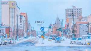 4K日系街道雪景（带真实时间）