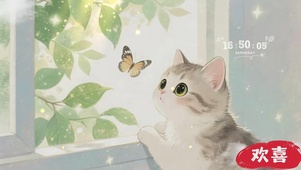 治愈猫猫（小清新插画壁纸)